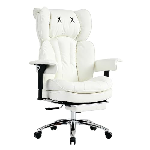 Big & Tall Office Chair, 400lbs Executive Chair with Footrest, White - color: White