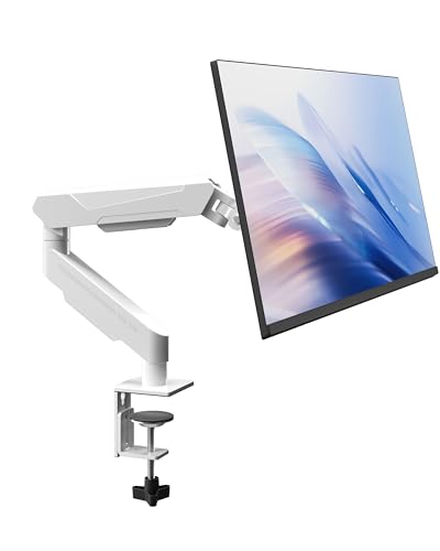THEARK Single Monitor Desk Mount 17"-32" Screens - Adjustable Mechanical Monitor Arm Computer Monitor Stand up to 19.8 lbs,VESA Arm Desk Mount with C-Clamp and Grommet Base,VESA 75x75/100x100mm,White - color: White