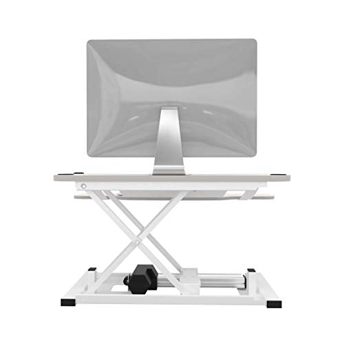 Power Pro Electric Height-Adjustable Desk Riser by VersaTables | USA Manufactured | Standing Desk Converter | Sit to Stand Desktop with Keyboard + Mouse Tray | 36"x 24" | White - color: White