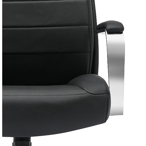 Realspace® Modern Comfort Modee Vegan Leather High-Back Executive Office Chair, Black/Chrome, BIFMA Compliant