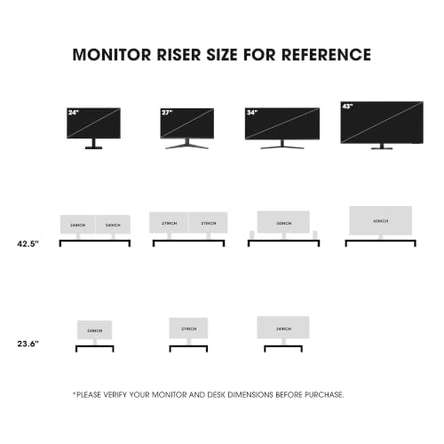 Fenge 42.5" Dual Monitor Stand with Clear Acrylic Legs, Black - color: Black, size: 42.5in