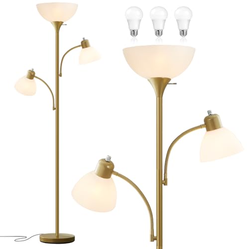 Floor Lamps for Living Room, 72" Tall Standing Lamps, Torchiere Lamp - color: Gold