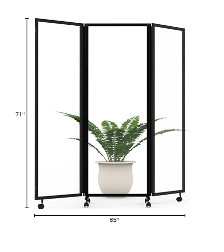 Stand Up Desk Store ReFocus Three-Panel Trifold Acrylic Room Divider Partition Privacy Screen (Clear Acrylic, 71" x 65") - color: Clear Acrylic