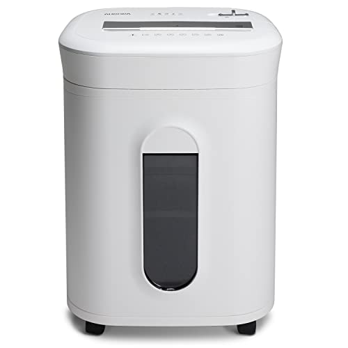 Aurora Professional Grade 10-Sheet High Security Micro-Cut Paper and Credit Card Shredder/ 60 Minutes/Security Level P-5, White - style: 10-Sheet Microcut 60 Min/ P5
