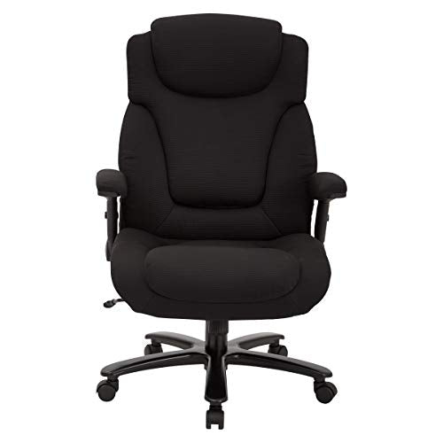 Office Star Big and Tall Deluxe High Back Adjustable Executive Office Chair with Padded Flip Arms, Black Fabric - color: Black Fabric