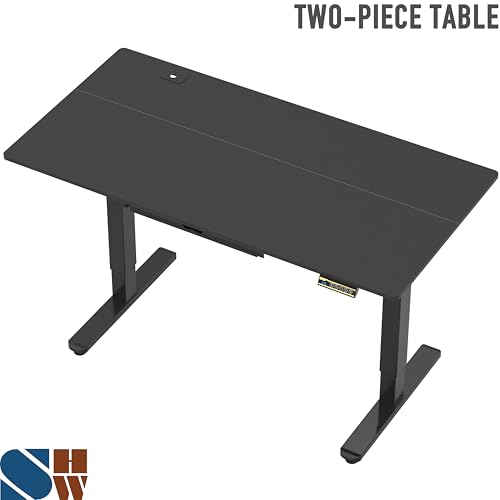 SHW 55 x 28 Electric Height Adjustable Standing Desk w/Drawer, Black - color: Black, size: 55-Inch