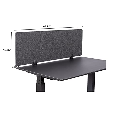 Stand Up Desk Store ReFocus Raw Clamp-On Acoustic Desk Divider Mounted Privacy Panel to Reduce Noise and Visual Distractions (Anthracite Gray, 47.25" x 16") - color: Anthracite Gray, size: 48" X 16"