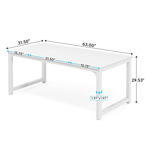 Tribesigns Modern Computer Desk, 63 x 31.5 inch Large Executive Office Desk Computer Table Study Writing Desk Workstation for Home Office, Spliced Desktop, White - color: White, size: 63*31.5 inch