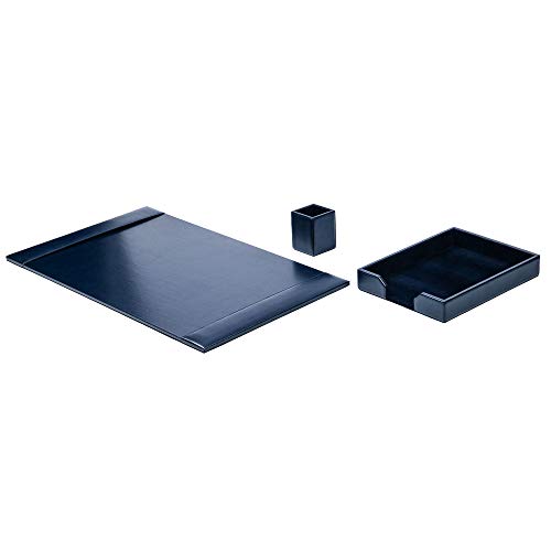 DACASSO Bonded Leather Desk Set - Luxury Leather Desk Pad & Desk Organization Essentials (Navy Blue, 3 Piece) - color: Navy Blue, style: 3 Piece