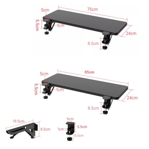Desk Extender Tray 90° Collapsible Countertop Extension Clamp On Computer Armrest Shelf Ergonomics Keyboard Platform 25in 30in(Pink,30"/75cm)