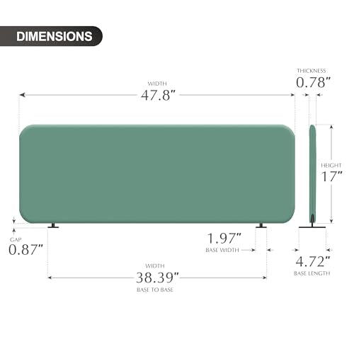 DECOLAB Portable Privacy Desk Tabletop Divider 48"x18", Aqua - color: Aqua