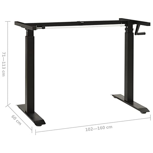 Gecheer Manual Height Adjustable Standing Desk Frame, Hand Crank Black Powder-Coated Steel, for Home Office Workspace, 28.0-44.5 in Height, 23.6 x 63.0 x 44.5 in Dimensions