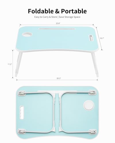 Ruxury Folding Lap Desk Bed Desk Laptop Table Tray, Breakfast Serving Tray, Portable & Lightweight Mini Table for Sofa Couch Floor - Blue - color: Blue