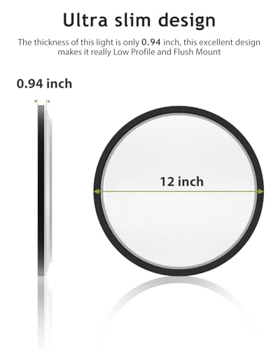 hepside 1PACK Flush Mount LED Ceiling Light Fixture Black, 12Inch 28W, Dimmable 3000K-4500K-6000K Ceiling Lamp 3200LM Low Profile Ceiling Light for Kitchen Bedroom Hallway - color: Black, size: 12Inch-1pack