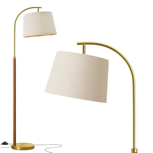 Real Wood Floor Lamps for Living Room Bedroom 62.5" Mid Century Modern Lamp - color: Gold & Red
