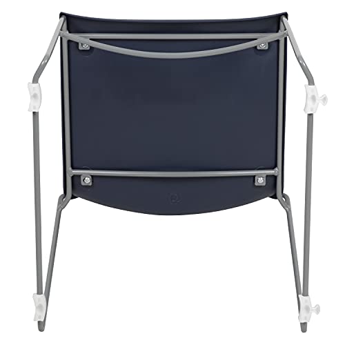 EMMA + OLIVER Home and Office Navy Full Back Stack Chair with Gray Fr | Powder Coated, 661 LBS. Weight Capacity - color: Navy