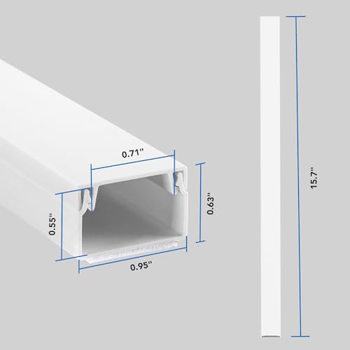 Mount-It! 157in Cord Hider Kit – Paintable Cable Raceway for TV Cables, Wires, and Power Cords, Wire Cover & Cable Concealer, Fire-Retardant Design, Incl. Corners & Connectors, Fits 2-3 Cables – White
