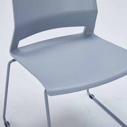 Grey Stackable Chairs Set of 4 for Break Conference Room Church Lobby - color: Grey, size: 4 pack
