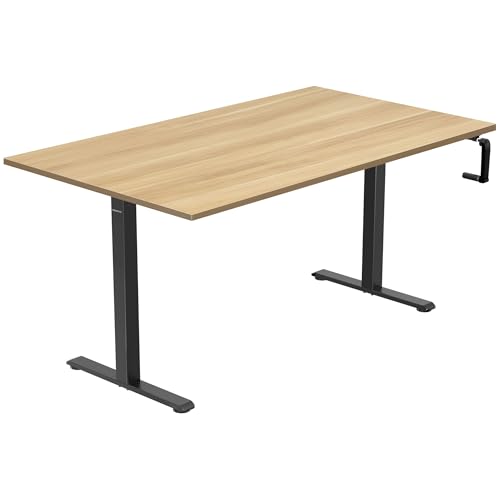 Mount-It! Hand Crank Standing Desk, 55" One-Piece Maple Top, 132 lbs - color: Maple