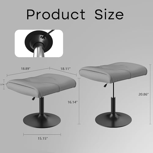 VECELO Foot Rest Under Desk Ottoman, PU Height Adjustable Footrest with Comfort Padding, Leg Rest for Desk for Relieving Leg Pain, Stiffness, and etc, Gray - color: Gray