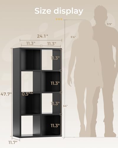 GTPLAYER 8-Cube Storage Organizer, Fits 11" Bins, Vertical or Horizontal Use, Opening Bookshelf, Partial Back Panels, Stackable Design Bookcase, for Living Room, Media Console, Hallway, Black - color: 8 Cube - Coral Black