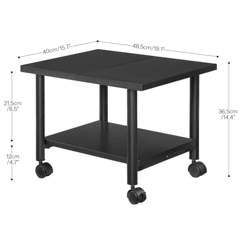 HOOBRO Printer Stand, 2-Tier Industrial Under Desk Printer Cart with Shelf, Mobile Heavy Duty Storage Rack on Wheels for Home, Office, Black BB02PS01G1 - color: Black, size: 15.7'' x 19.1''x 14.4''
