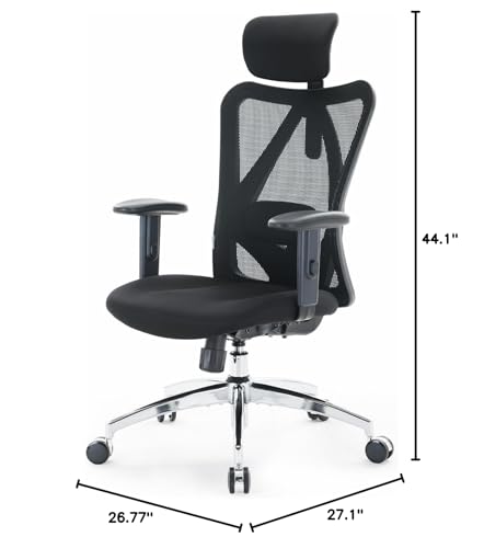 SIHOO M18 Ergonomic Office Chair, Upgraded Wheels, Mesh Back Desk Chair - color: Light Black, size: Pack of 1