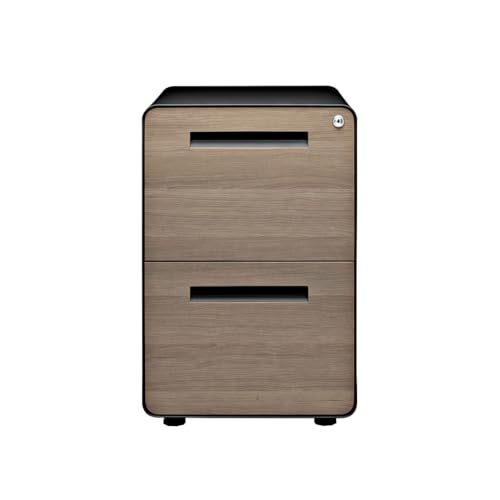 Laura Davidson Furniture Stockpile 2 Drawer Mobile File Cabinet with Lock - Under Desk Metal Filing Cabinet, Legal/Letter File Folders, Wheels and Stationary Feet, Pre-Assembled, Black/Wood - color: Black/Wood