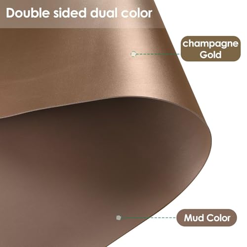 Round Table Pad, 1.8mm Thick, Dia.48 Inch, Leather Table Cover, Dining Table Protector, Mud Color + Champagne Gold - color: Mud Color+champagne Gold, size: 48" (Round)