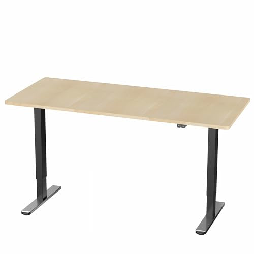 VIVO Light Wood 60 x 30 in Standing Desk, DESK-KIT-0B6C - color: Light Wood Top / Black Frame, size: 60 x 30 inch