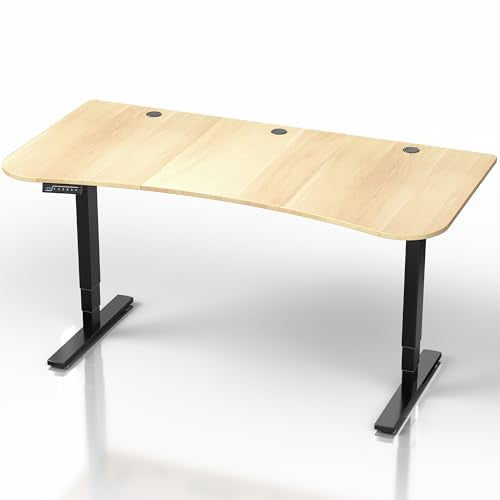 VIVO Light Wood 63 x 32 in Standing Desk, DESK-KIT-2EBC - color: Light Wood Top / Black Frame, size: 63 x 32 inch