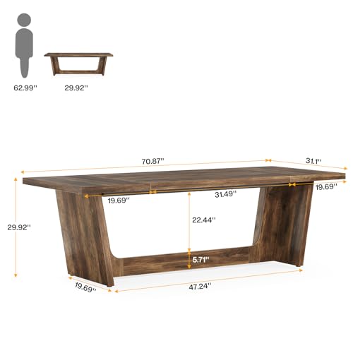 Tribesigns 70.87-Inch Executive Desk, Large Wood Desk for Home Office, Rustic Study Writing Table with Heavy-Duty Pedestal, Extra Long Business Workstation - color: Rustic Brown