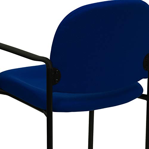 EMMA + OLIVER Navy Fabric Stackable Steel Side Reception Chair | Contoured Cushions, Powder Coated Frame, Durable Construction, Commercial Use - color: Navy Fabric
