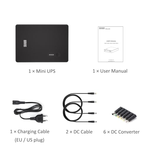 Mini UPS Battery Backup for Router, Modem, Security Camera - size: 37Wh AC-DC