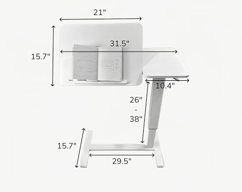 Height Adjustable Overbed Table with Wheels Mobile Rolling Bedside Desk, Tilting Laptop Stand & Tray Table for Bed, Sofa and Hospital Use(White+Tilting) - color: White+tilting