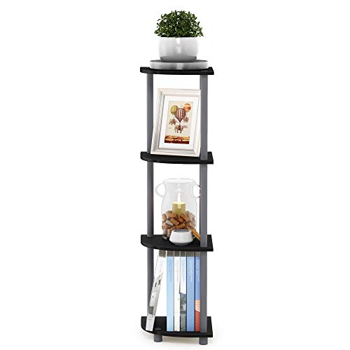 Furinno Turn-N-Tube Toolless Assembly 4-Tier Storage Shelves, Black - color: Black/Grey, size: 4-Tier