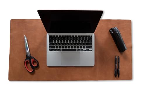 Genuine Leather Desk Pad, Office Desk Mat, Large Desk Blotter, Desk Protector, and Mouse Pad – 31.5" x 15.75" (1.8-2.0 mm) Tan, Waterproof, Premium Quality for Desk Surface Protection and Comfort - color: Tan