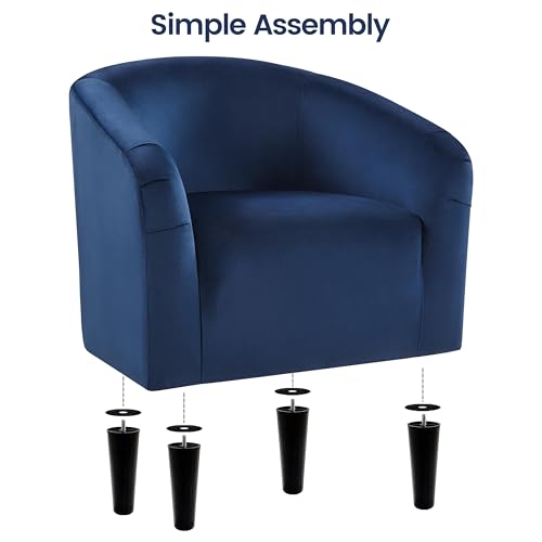 Yaheetech Velvet Accent Chairs, Compact Furry Barrel Chairs with a Curved Silhouette for Small Spaces, Living Room, Bedroom, Navy Blue - color: Navy Blue (Velvet), style: without Ottoman