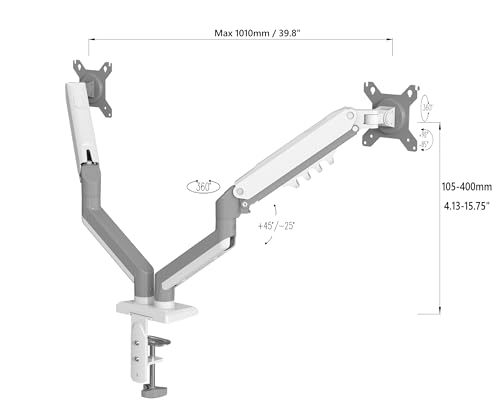 Uplite Dual Monitor Mount Height Adjustable Gas Spring Arm for 15” - 32" Screen