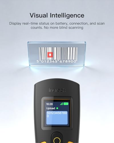 Inateck 2D Wireless Barcode Scanner with 1.4 inch TFT, 2600mAh, Nano 260D | 1.4in TFT Real-Time Display, 300K Pixel 2D CMOS, Reads Phone Screens, 12Hr Battery, 4oz Light, Multi-Scan Modes