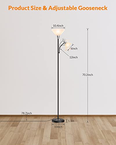 LEPOWER Floor Lamp, Bright Standing Lamp with Replaceable 3000K LED Lights - style: Floor Lamp (2 heads)
