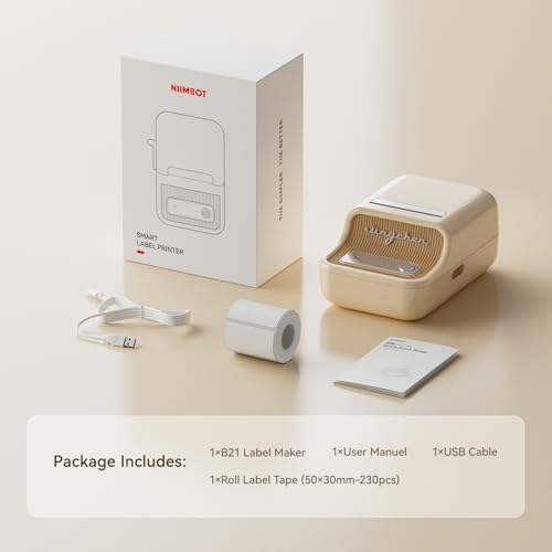 NIIMBOT B21 Pro 300 DPI Bluetooth Label Maker with Tape, Beige - color: Beige