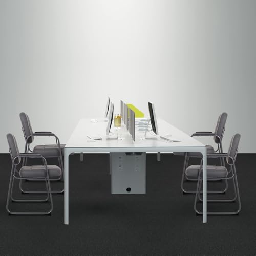 CLATINA Waiting Room Chair | Leather Guest Chair with Padded Arms no Wheels for Office Reception Conference Desk with Sled Base Grey, 1PK - color: Gray(sled Base), size: 1 pack