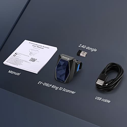 Eyoyo 2D Wearable Finger Ring Barcode Scanner, Left & Right Hand Wearable - color: Grey