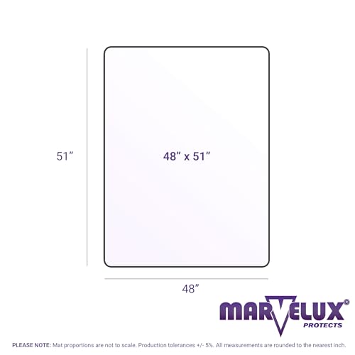 Marvelux Enhanced Polymer Eco-Friendly Office Chair Mat for Low and Standard Pile Carpeted Floors 48" x 51" | Rectangular Carpet Protector, Transparent | Multiple Sizes - size: 48" x 51"