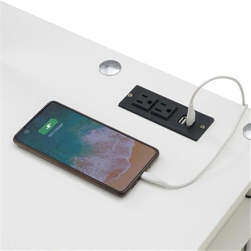 Convenience Concepts Designs2Go No Tools Student Desk with Charging Station and Shelves, White - color: White