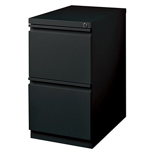 Scranton & Co Metal Mobile Pedestal Filing Cabinet, 23 in Deep, 2-Drawer File/File Configuration, Black Finish, Ball-Bearing Suspension, Hidden Casters, Lock Included, Letter File Storage, Office Use