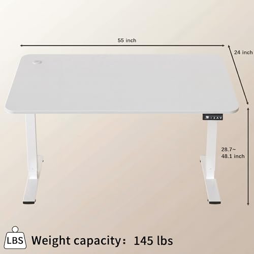 Furmax 55 Inches Electric Height Adjustable Standing Desk Home Office Desk - color: White, size: 55 Inch