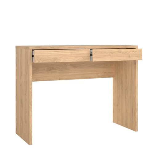 Furnifact Brown Wood Desk with Drawers, Writing Desk with Drawers for Home Office, Elegant Computer Study Table for Bedroom or Work from Home