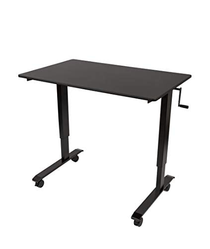 Stand Up Desk Store Crank Adjustable Height Rolling Standing Desk (Black Frame/Matte Black Top, 48" Wide) - color: Black Frame/Matte Black Top, size: 48 Inches Wide